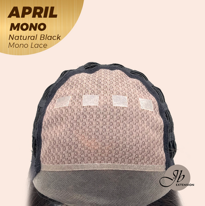 JBEXTENSION APRIL MONO Monofilament Handmade Wig 6X5 Full Monofilament Hand Tied Top Wig 18 Inches Natural Black Mono Lace Wig With Anti-slip Silicone Strips Glueless Wig APRIL MONO NATURAL BLACK【BENDY EAR TABS】