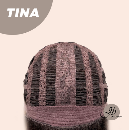 [FINAL SALE] JBEXTENSION 18 Inches Brown Mocha Curly Women Fashion Full Machine Wig TINA【PLUS PERMATEASE】【BENDY EAR TABS】
