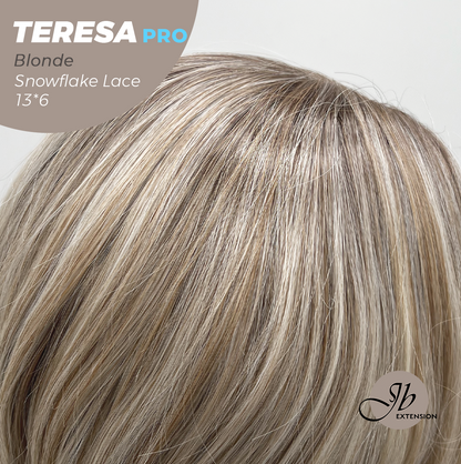 JBEXTENSION 18 Inches Blonde Pre-Cut 13X6 Free Part Snowflake Lace Frontlace Glueless Wig TERESA PRO - BLONDE【BENDY EAR TABS】