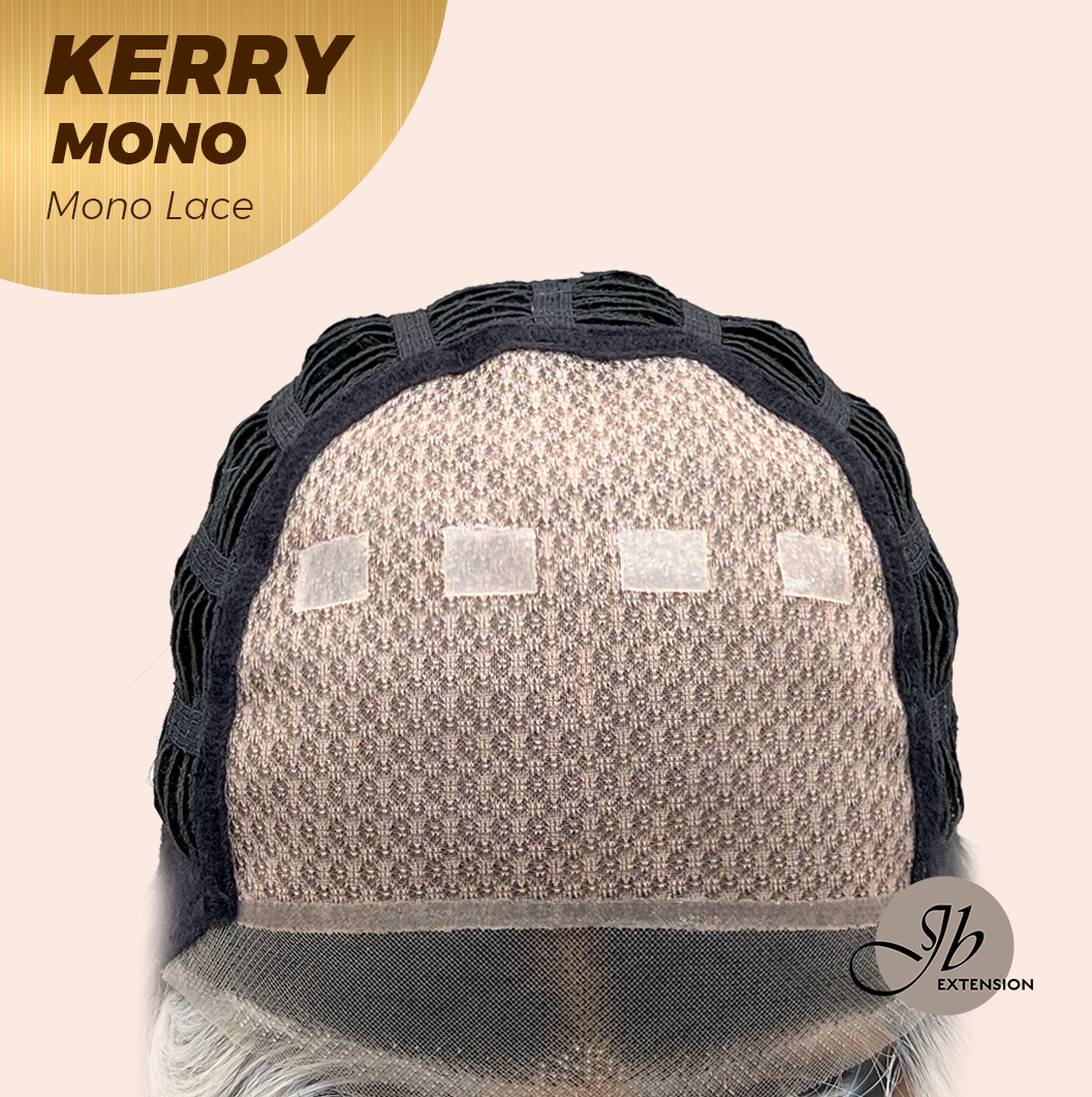 [FINAL SALE] JBEXTENSION KERRY MONO Monofilament Handmade Wig 6X5 Full Monofilament Hand Tied Top Wig 18 Inches Grey with Dark Root Mono Lace Wig With Anti-slip Silicone Strips Glueless Wig KERRY MONO【BENDY EAR TABS】