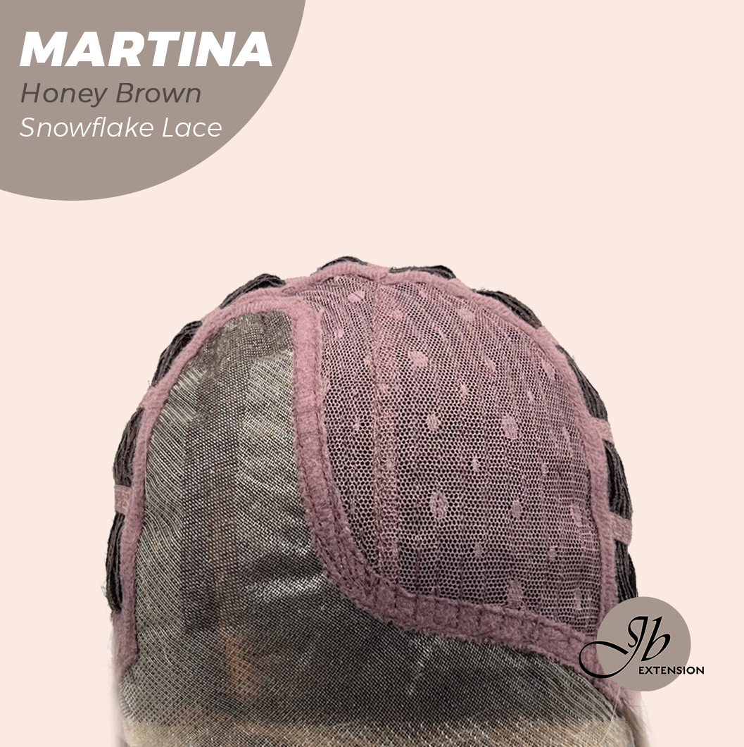 JBEXTENSION 17 Inches Wave Honey Brown Pre-Cut Side Part Snowflake Lace Frontlace Glueless Wig MARTINA HONEY BROWN【BENDY EAR TABS】