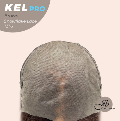 JBEXTENSION 22 Inches Brown Pre-Cut 13X6 Free Part Snowflake Lace Frontlace Glueless Wig KEL PRO - BROWN【BENDY EAR TABS】