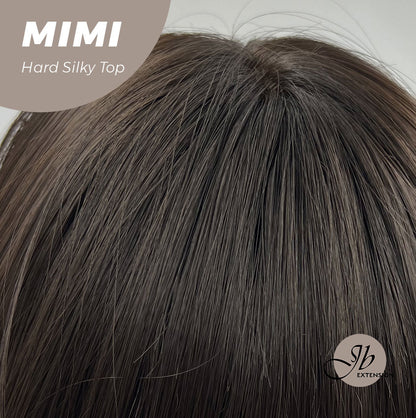JBEXTENSION 16 Inches Scalpiana 3.5X4 Hard Silky Top Natural Scalp Effect Midnight Brown(Black/Brown) Body Wave Wig with Bangs Wig MIMI SILK TOP - MIDNIGHT BROWN