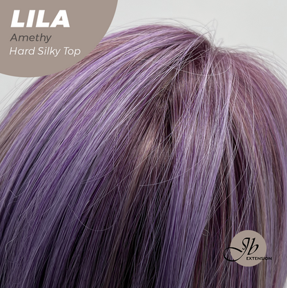 JBEXTENSION 20 Inches Scalpiana Amethy Wolf Cut 3.5X4 Hard Silky Top Natural Scalp Effect Wig With Bangs LILA AMETHY