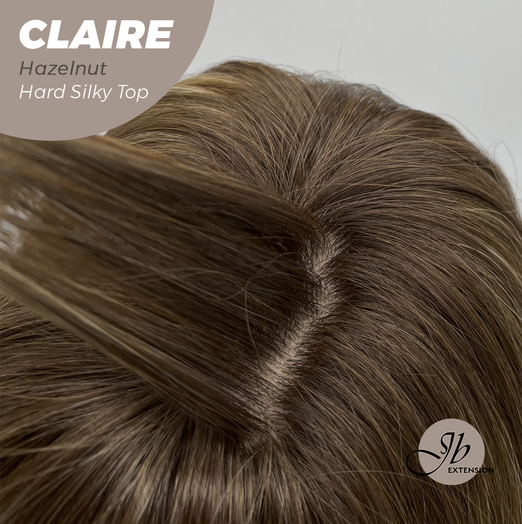 JBEXTENSION 22 Inches Scalpiana Hazelnut 3.5X4 Hard Silky Top Natural Scalp Effect Women Wig with Bangs CLAIRE SILKY TOP - HAZELNUT