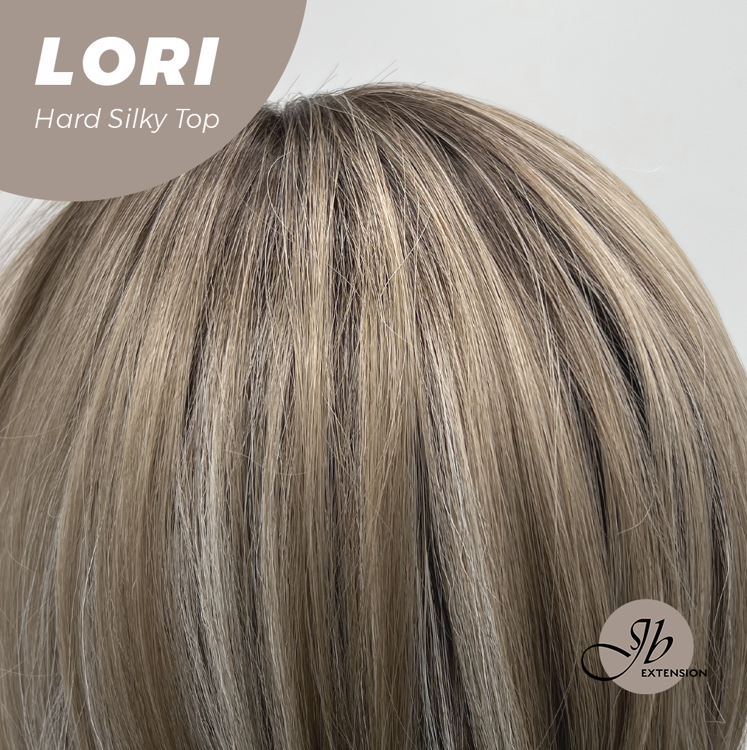 JBEXTENSION 20 Inches Scalpiana Wave Mix Blonde with Dark Root 3.5X4 Hard Silky Top Natural Scalp Effect Wig LORI
