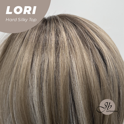 JBEXTENSION 20 Inches Scalpiana Wave Mix Blonde with Dark Root 3.5X4 Hard Silky Top Natural Scalp Effect Wig LORI