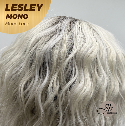 [FINAL SALE] JBEXTENSION LESLEY MONO Monofilament Handmade Wig 6X5 Full Monofilament Hand Tied Top Wig 10 Inches Silver Curly Mono Lace Wig With Anti-slip Silicone Strips Glueless Wig LESLEY MONO【BENDY EAR TABS】