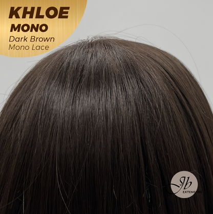 JBEXTENSION KHLOE MONO Monofilament Handmade Wig 6X5 Full Monofilament Hand Tied Top Wig 12 Inches Bob Cut Dark Brown Mono Lace Handmade Futura Fiber Wig With Anti-slip Silicone Strips Glueless Wig KHLOE MONO DARK BROWN【BENDY EAR TABS】