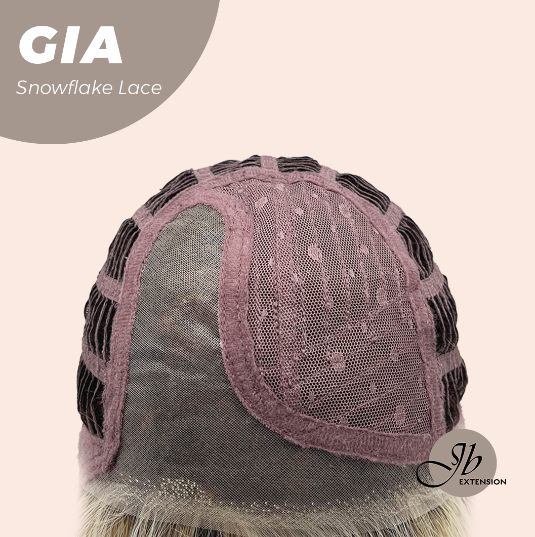 JBEXTENSION 16 Inches Mix Blonde Pre-Cut Side Part Snowflake Lace Frontlace Glueless Wig GIA【BENDY EAR TABS】