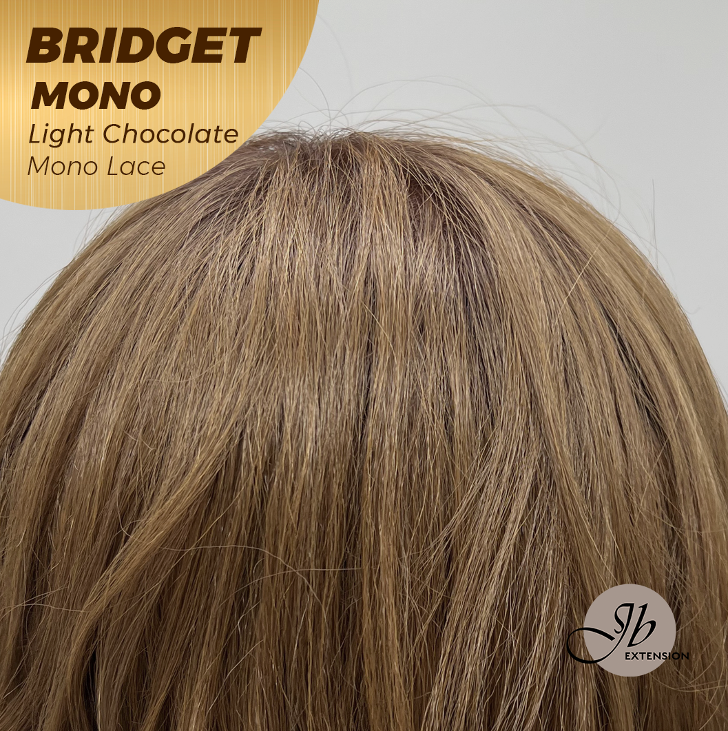 JBEXTENSION BRIDGET MONO Monofilament Handmade Wig 6X5 Full Monofilament Hand Tied Top Wig 15 Inches Light Chocolate Mono Lace Wig With Anti-slip Silicone Strips Glueless Wig BRIDGET MONO LIGHT CHOCOLATE【BENDY EAR TABS】