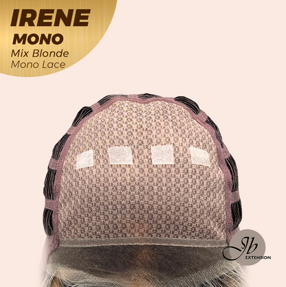 JBEXTENSION IRENE MONO Monofilament Handmade Wig 6X5 Full Monofilament Hand Tied Top Wig 19 Inches Mix Blonde Curly Mono Lace Wig With Anti-slip Silicone Strips Glueless Wig IRENE MONO MIX BLONDE【BENDY EAR TABS】
