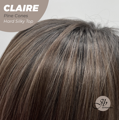 JBEXTENSION 22 Inches Scalpiana Pine Cones 3.5X4 Hard Silky Top Natural Scalp Effect Women Wig with Bangs CLAIRE SILKY TOP - PINE CONES