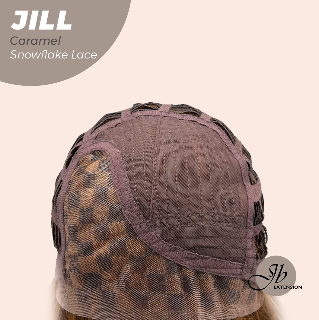 [FINAL SALE] JBEXTENSION 16 Inches Curly Caramel Pre-Cut Side Part Snowflake Lace Frontlace Glueless Wig JILL CARAMEL【BENDY EAR TABS】- M/L