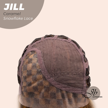 [FINAL SALE] JBEXTENSION 16 Inches Curly Caramel Pre-Cut Side Part Snowflake Lace Frontlace Glueless Wig JILL CARAMEL【BENDY EAR TABS】- M/L