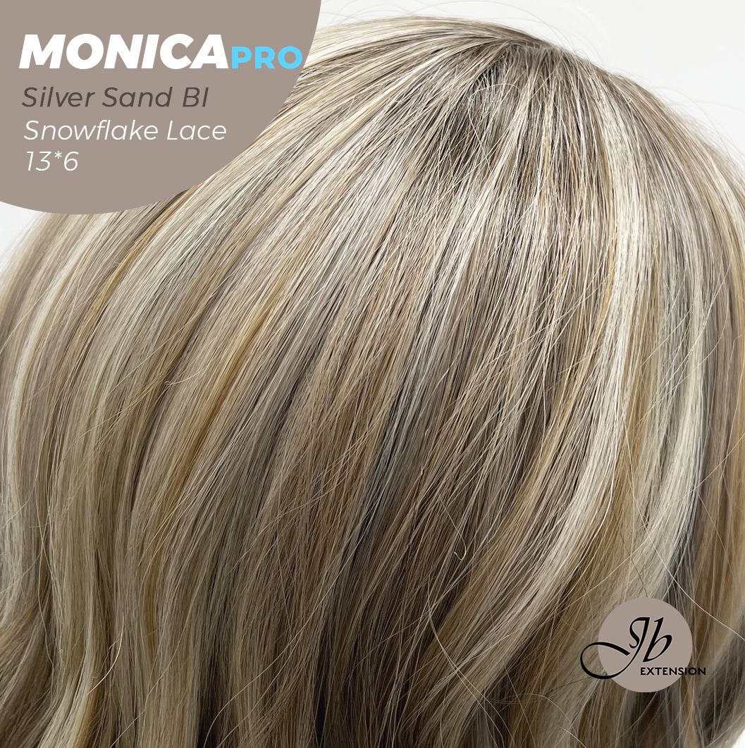 [PRE-ORDER] JBEXTENSION 16 Inches Silver Sand Blonde Pre-Cut 13X6 Free Part Snowflake Lace Frontlace Glueless Wig MONICA PRO - SILVER SAND BLONDE【BENDY EAR TABS】