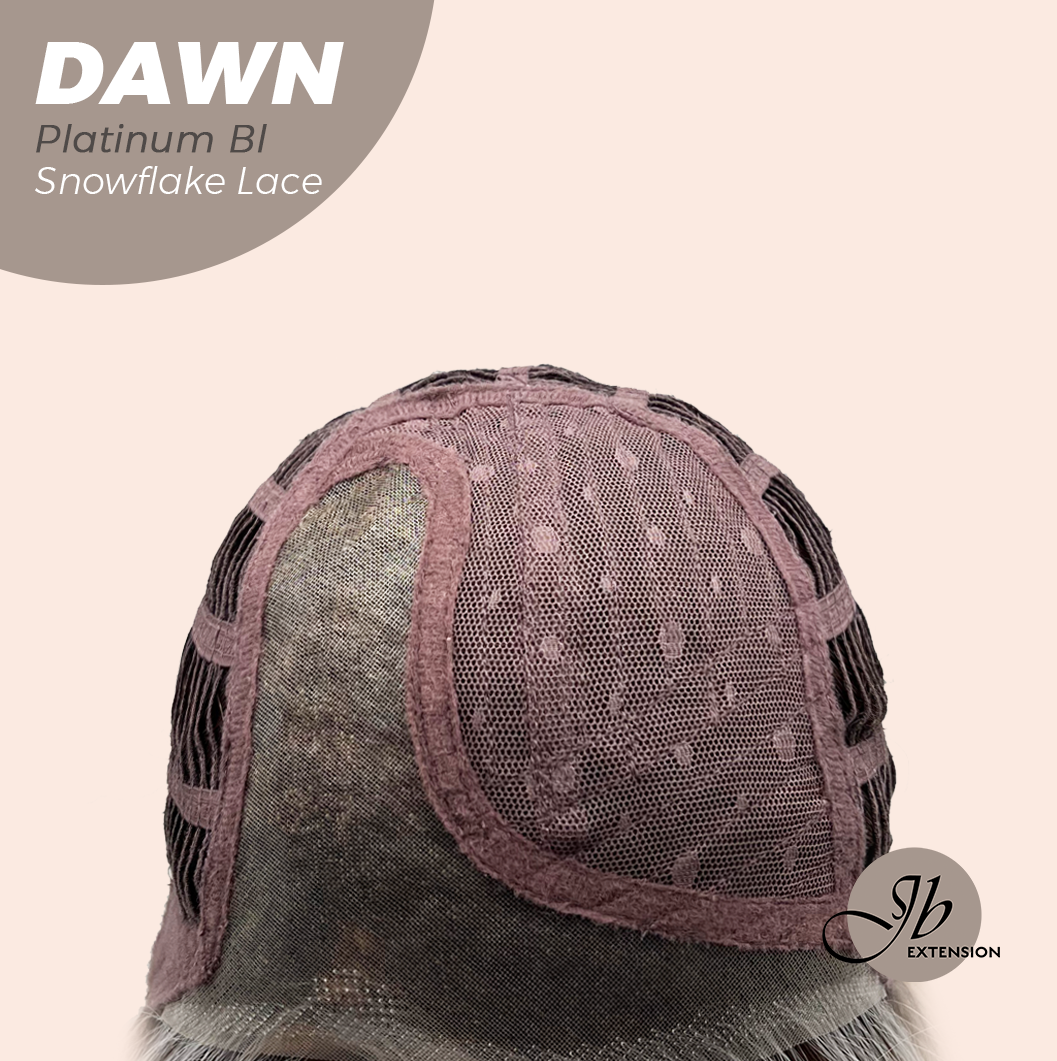 JBEXTENSION 19 Inches Curly Platinum Blonde Pre-Cut Side Part Snowflake Lace Frontlace Glueless Wig DAWN SNOWFLAKE - PLATINUM BLONDE【BENDY EAR TABS】
