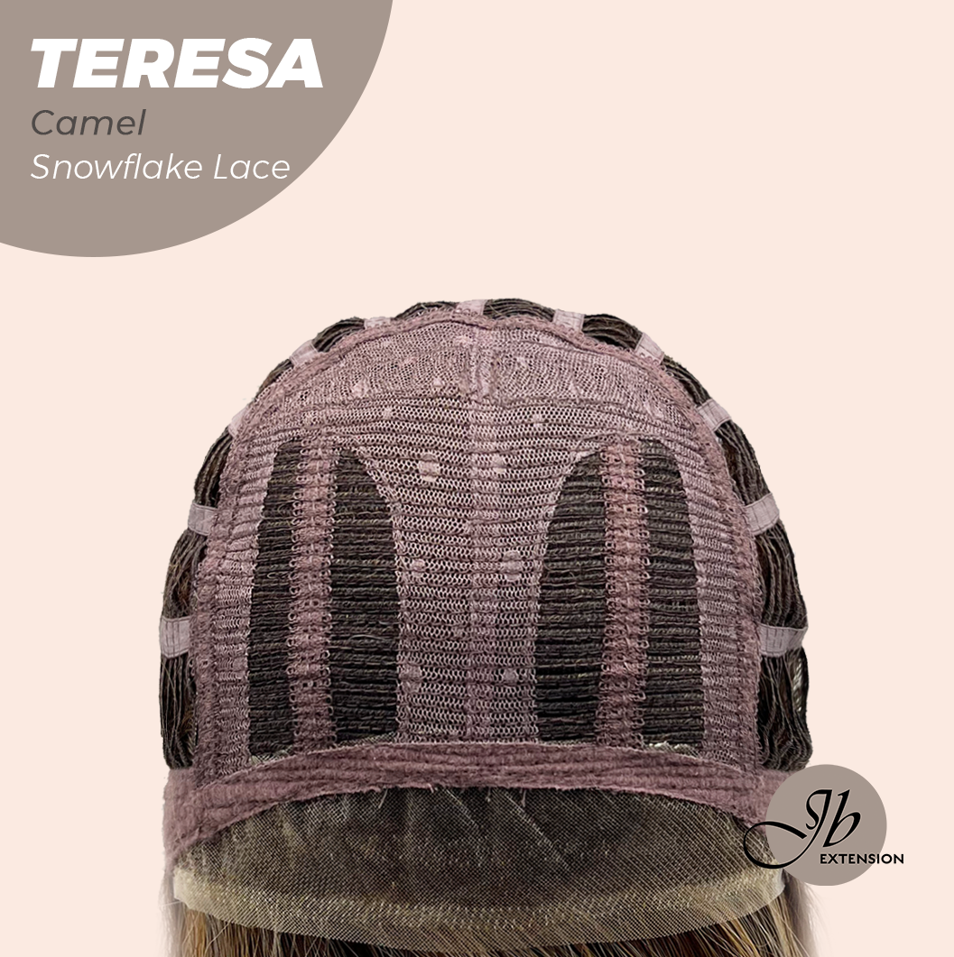 JBEXTENSION 18 Inches Camel Pre-Cut Snowflake Lace Frontlace Glueless Wig TERESA CAMEL【PERMATEASE】【BENDY EAR TABS】- S/M