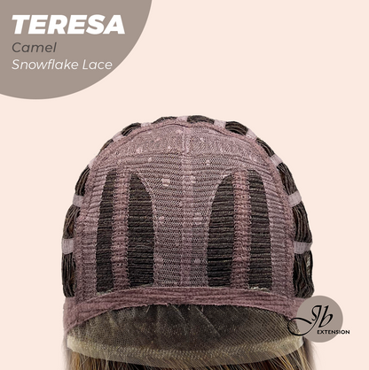 JBEXTENSION 18 Inches Camel Pre-Cut Snowflake Lace Frontlace Glueless Wig TERESA CAMEL【PERMATEASE】【BENDY EAR TABS】- S/M