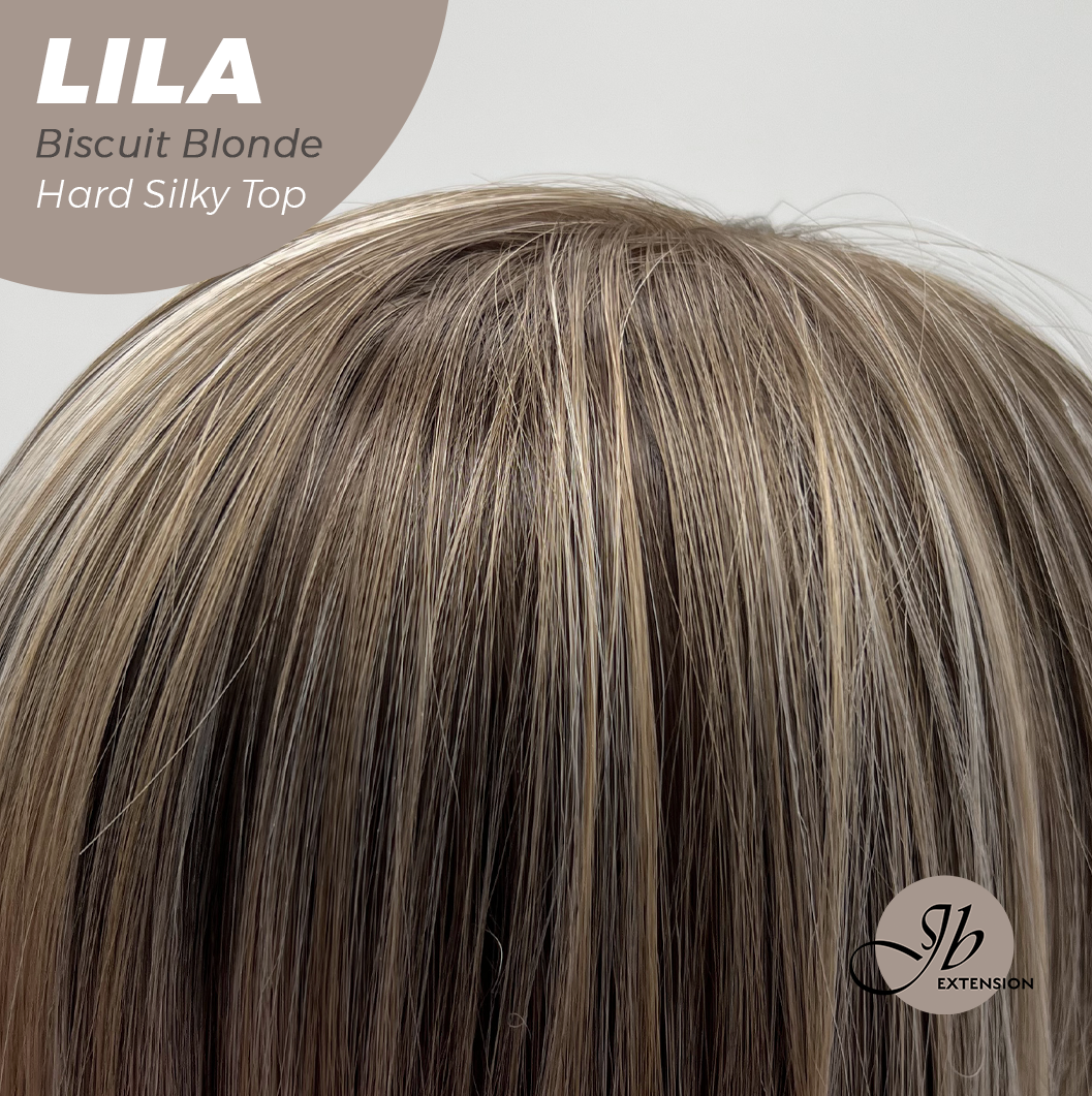 JBEXTENSION 20 Inches Scalpiana Biscuit Blonde Wolf Cut 3.5X4 Hard Silky Top Natural Scalp Effect Wig with Bangs LILA BISCUIT BLONDE