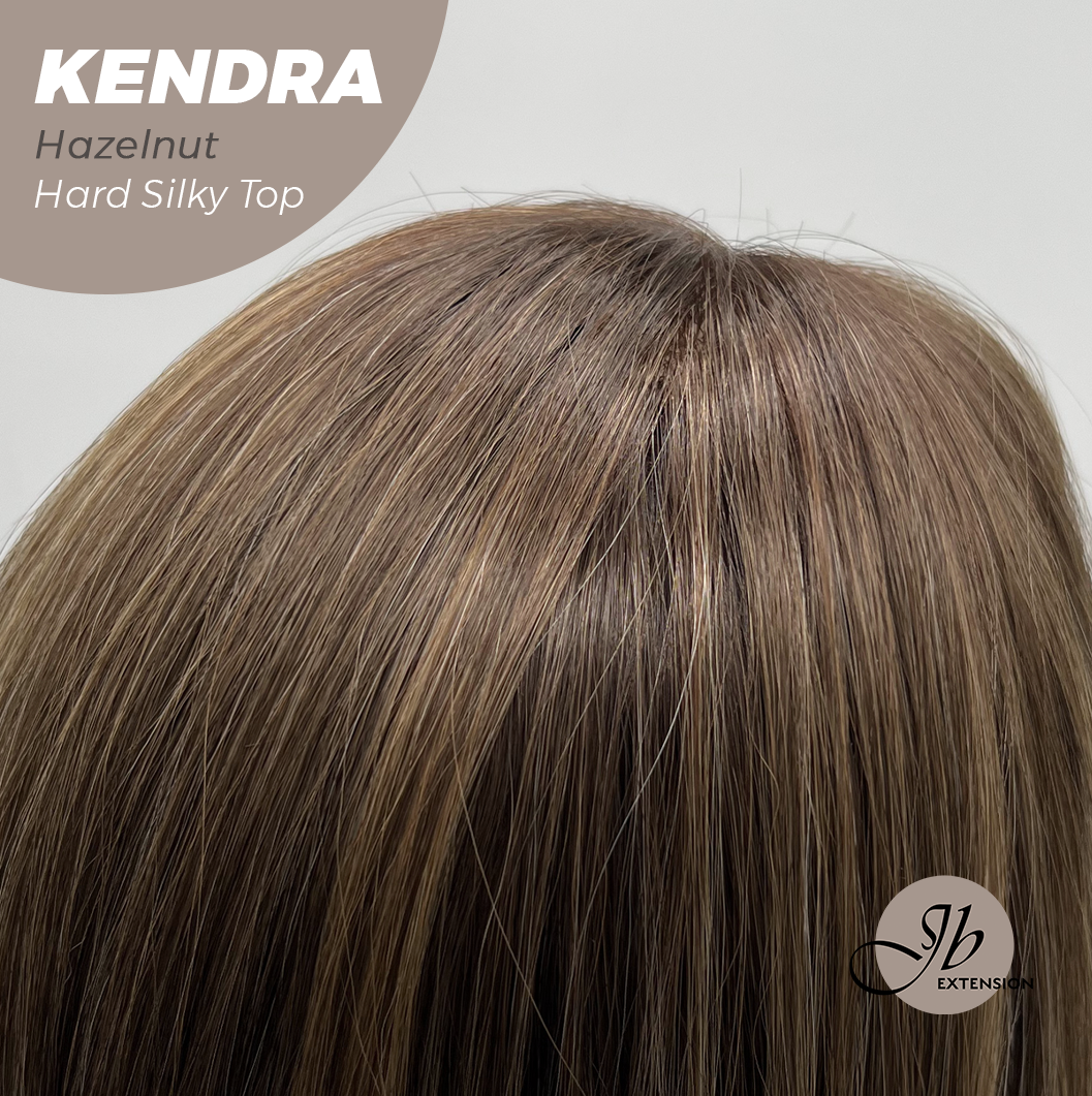JBEXTENSION 26 Inches Scalpiana Long Curly Hazelnut 3.5X4 Hard Silky Top Natural Scalp Effect Wig with Bangs KENDRA HAZELNUT