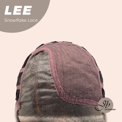 JBEXTENSION 14 Inches Wave Light Peach Pre-Cut Side Part Snowflake Lace Frontlace Glueless Wig LEE【BENDY EAR TABS】
