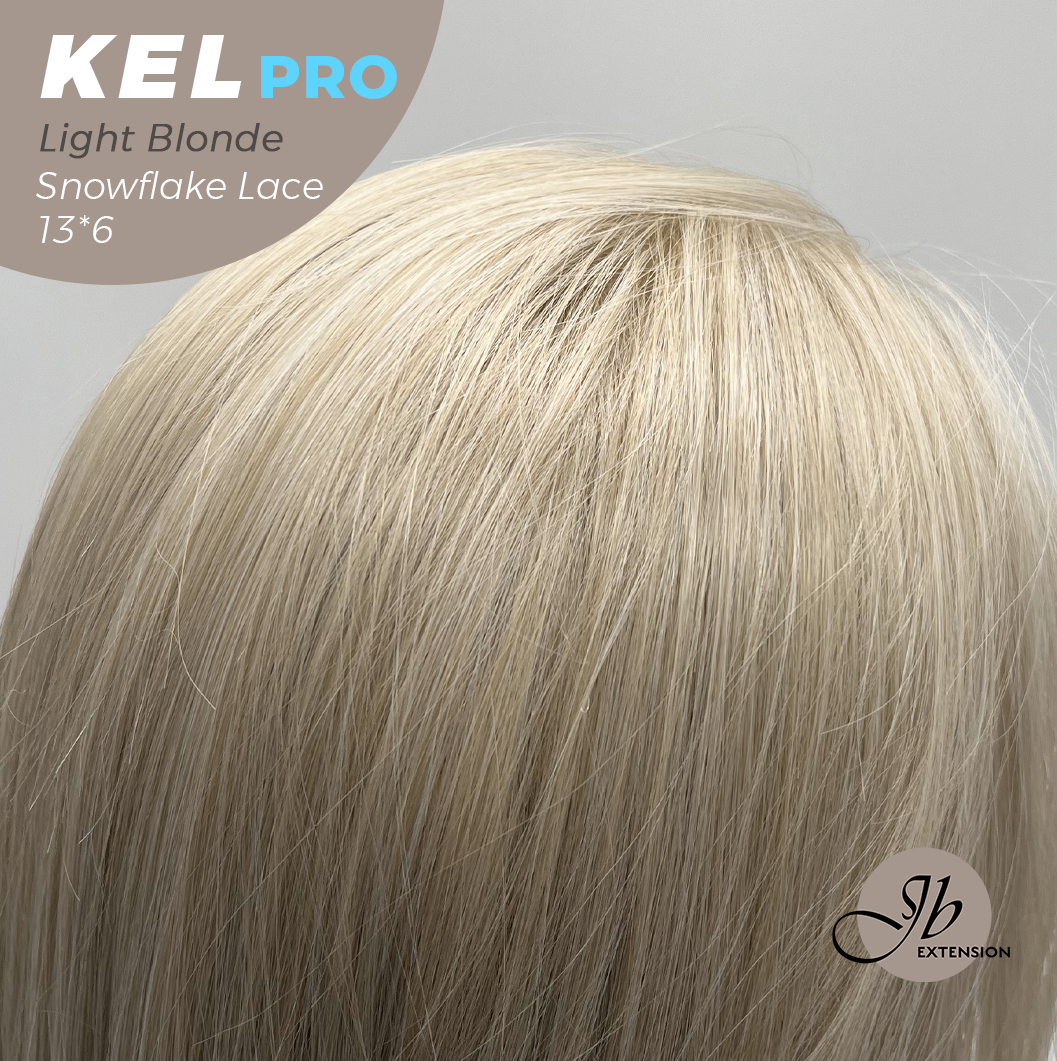 JBEXTENSION 22 Inches Light Blonde Pre-Cut 13X6 Free Part Snowflake Lace Frontlace Glueless Wig KEL PRO - LIGHT BLONDE【BENDY EAR TABS】