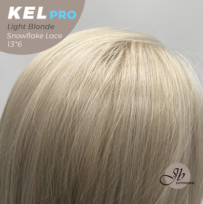 JBEXTENSION 22 Inches Light Blonde Pre-Cut 13X6 Free Part Snowflake Lace Frontlace Glueless Wig KEL PRO - LIGHT BLONDE【BENDY EAR TABS】