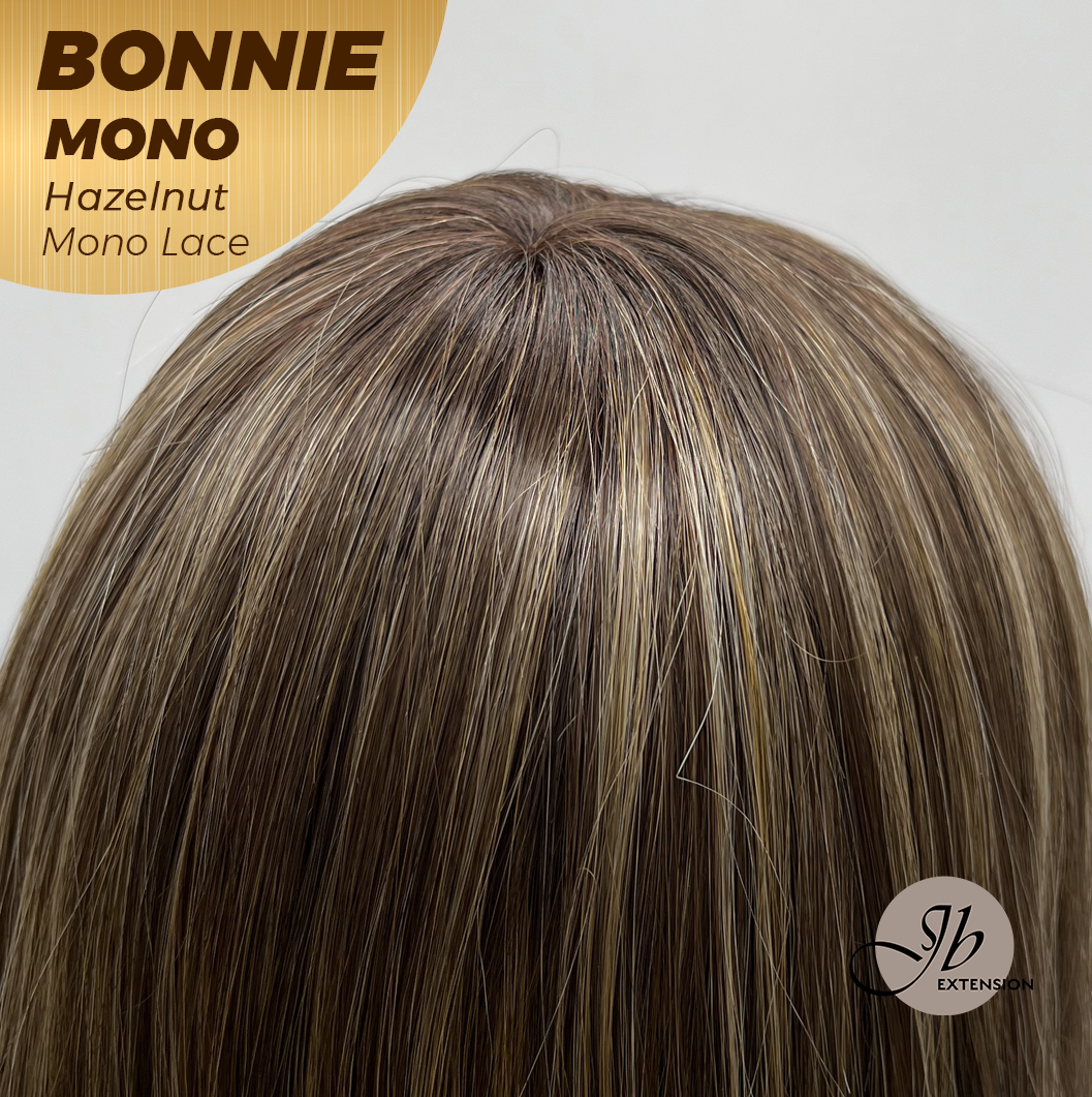 JBEXTENSION BONNIE MONO Full Monofilament Handmade Full Lace Full Hand Tied Wig 12 Inches Hazelnut Mono Lace Handmade Futura Fiber Glueless Wig BONNIE MONO HAZELNUT【BENDY EAR TABS】