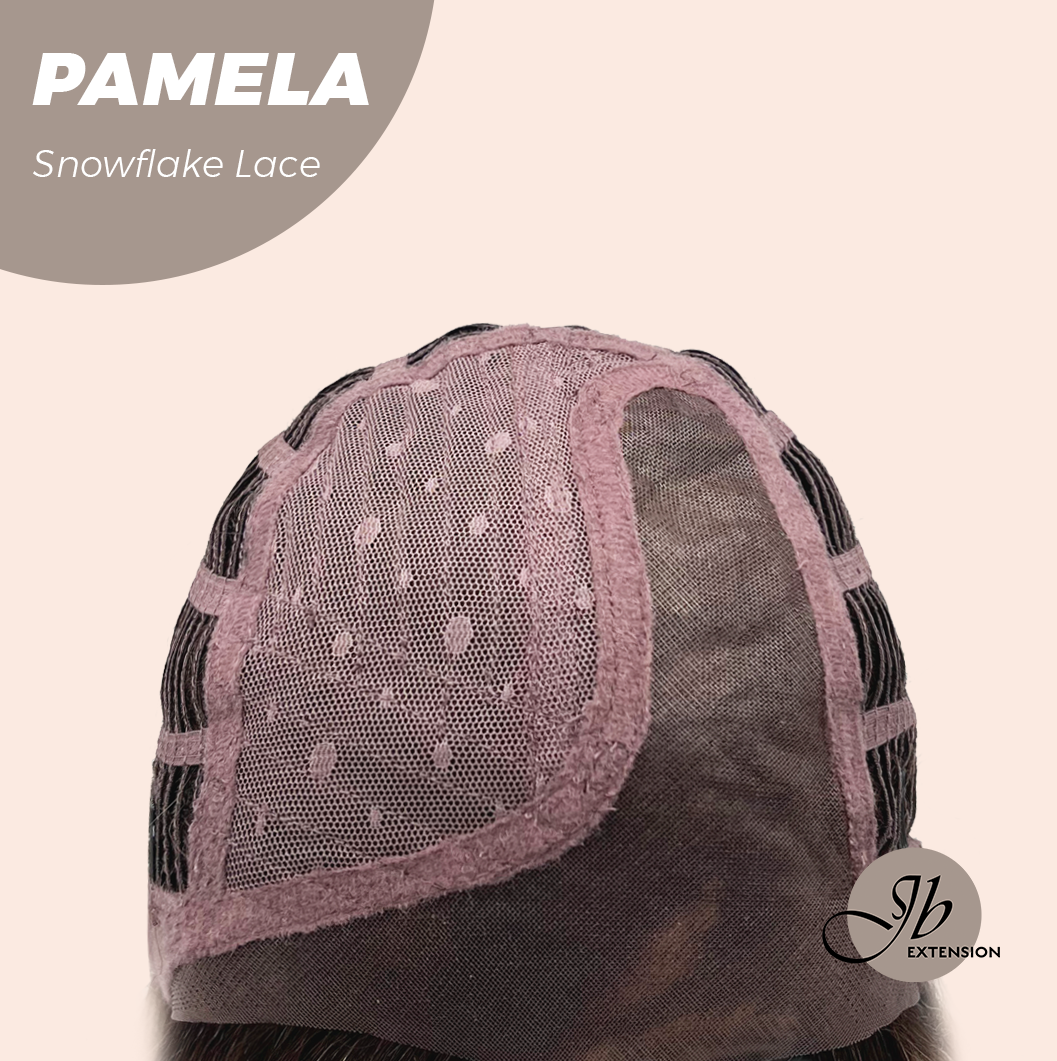 JBEXTENSION 18 Inches Curly Smog Ash Grey Pre-Cut Side Part Snowflake Lace Frontlace Black Sapphire Glueless Wig PAMELA - BLACK SAPPHIRE【BENDY EAR TABS】