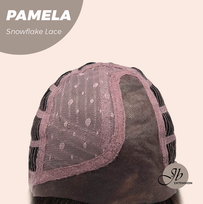 JBEXTENSION 18 Inches Curly Smog Ash Grey Pre-Cut Side Part Snowflake Lace Frontlace Black Sapphire Glueless Wig PAMELA - BLACK SAPPHIRE【BENDY EAR TABS】