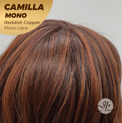 JBEXTENSION CAMILLA MONO Monofilament Handmade Wig 6X5 Full Monofilament Hand Tied Top Wig 20 Inches Reddish Copper Mono Lace Wig With Anti-slip Silicone Strips Glueless Wig CAMILLA MONO REDDISH COPPER【BENDY EAR TABS】