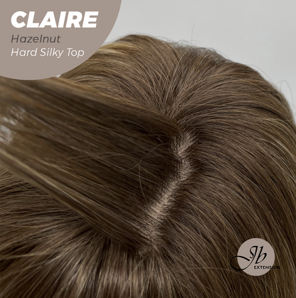 HOT OF SEASON -22 Inches Scalpiana Hazelnut 3.5X4 Hard Silky Top Natural Scalp Effect Women Wig with Bangs CLAIRE SILKY TOP - HAZELNUT