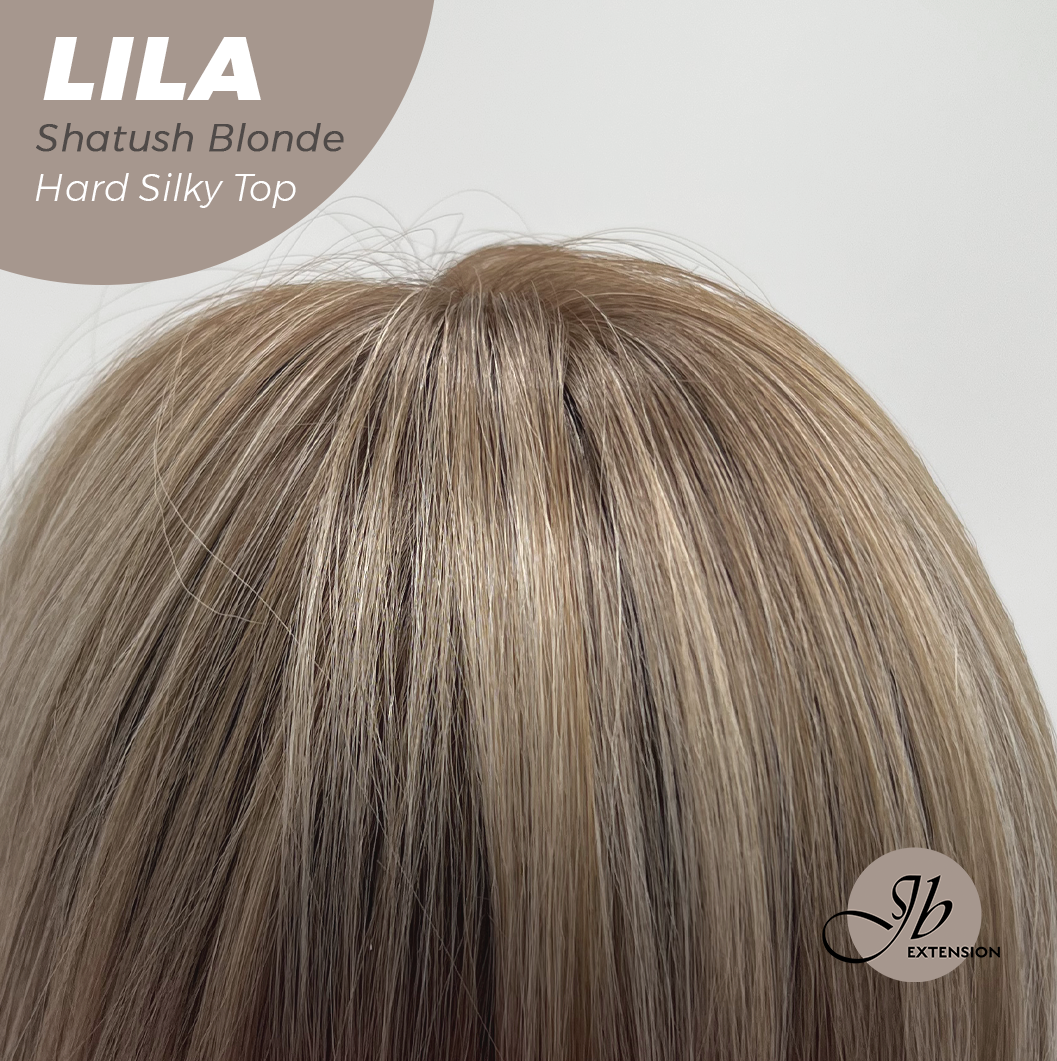 JBEXTENSION 20 Inches Scalpiana Shatush Blonde Wolf Cut 3.5X4 Hard Silky Top Natural Scalp Effect Wig With Bangs LILA SHATUSH BLONDE