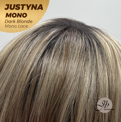 JBEXTENSION JUSTYNA MONO Monofilament Handmade Wig 6X5 Full Monofilament Hand Tied Top Wig 13 Inches Dark Blonde Mono Lace Wig with Anti-slip Silicone Strips Glueless Wig JUSTYNA MONO - DARK BLONDE【BENDY EAR TABS】