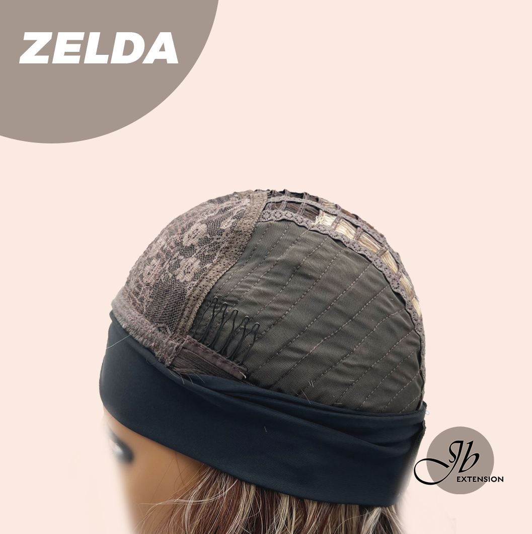 JBEXTENSION 14 Inches Wave Brown Highlight Chocolate‑Blonde Mix Headband Wig ZELDA