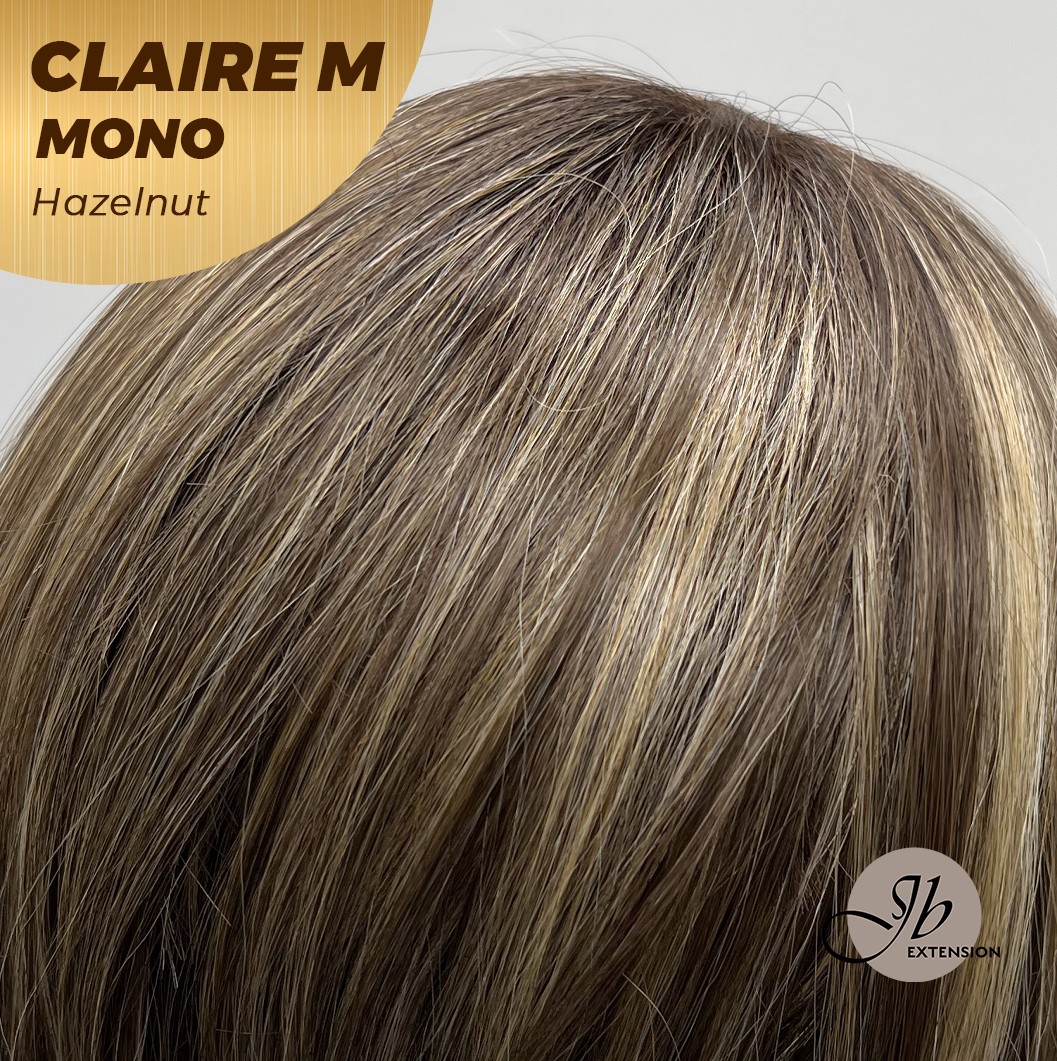 JBEXTENSION CLAIRE MONO Partial Monofilament Wig 22 Inches Hazelnut Curly Partial Mono Lace Glueless Wig CLAIRE MONO HAZELNUT【BENDY EAR TABS】