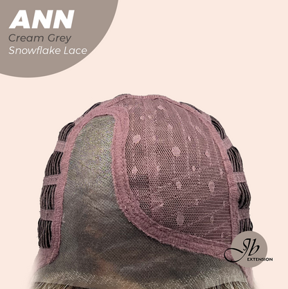 JBEXTENSION 10 Inches Cream Grey Pre-Cut Side Part Snowflake Lace Frontlace Glueless Wig ANN CREAM GREY【BENDY EAR TABS】