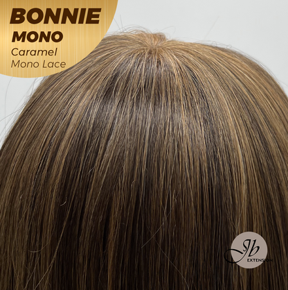 JBEXTENSION BONNIE MONO Full Monofilament Handmade Full Lace Full Hand Tied Wig 12 Inches Caramel Mono Lace Handmade Futura Fiber Glueless Wig BONNIE MONO CARAMEL【BENDY EAR TABS】