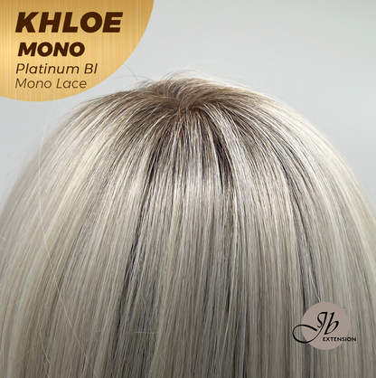 JBEXTENSION KHLOE MONO 6X5 Full Monofilament Hand Tied Top Wig 12 Inches Bob Cut Platinum Blonde Mono Lace Handmade Futura Fiber Wig With Anti-slip Silicone Strips Glueless Wig KHLOE MONO PLATINUM BLONDE【BENDY EAR TABS】