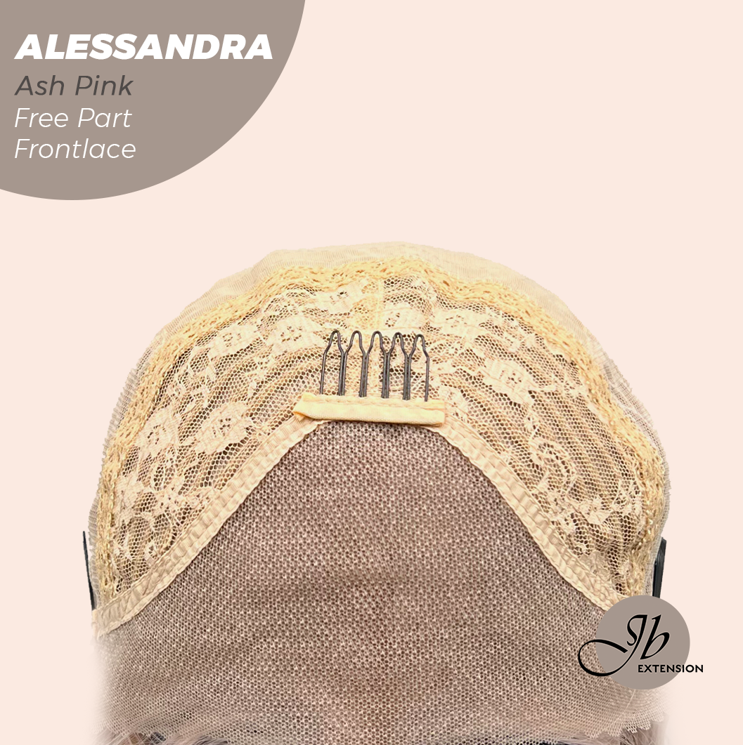 JBEXTENSION 20 Inches Ash Pink Curly Fiber X, Tangle Less Pre-Cut Free Part Frontlace Glueless Wig ALESSANDRA ASH PINK【FIBER X】