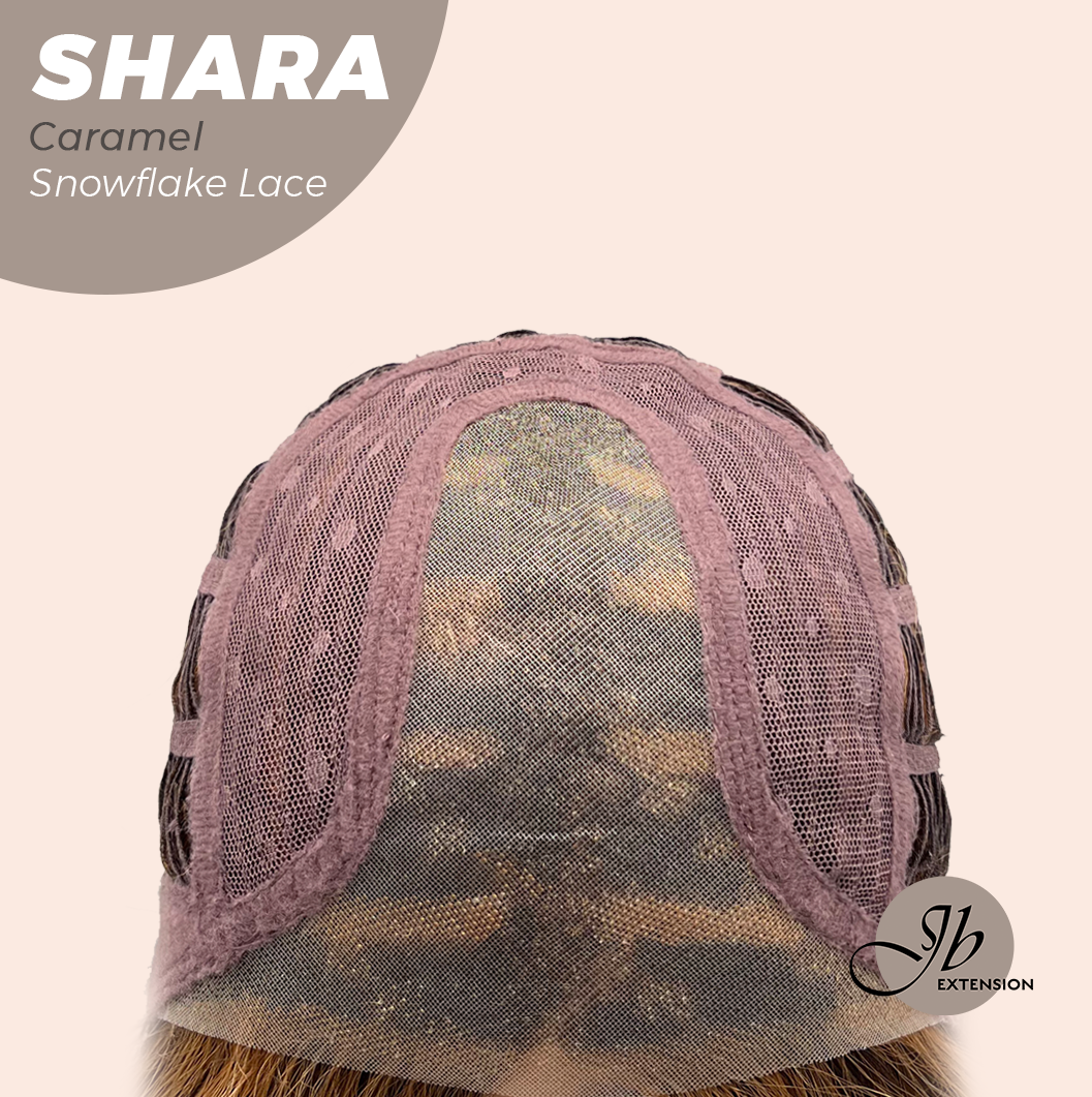 JBEXTENSION 17 Inches Curly Caramel Pre-Cut Arc Snowflake Lace Frontlace Glueless Wig SHARA CARAMEL【BENDY EAR TABS】