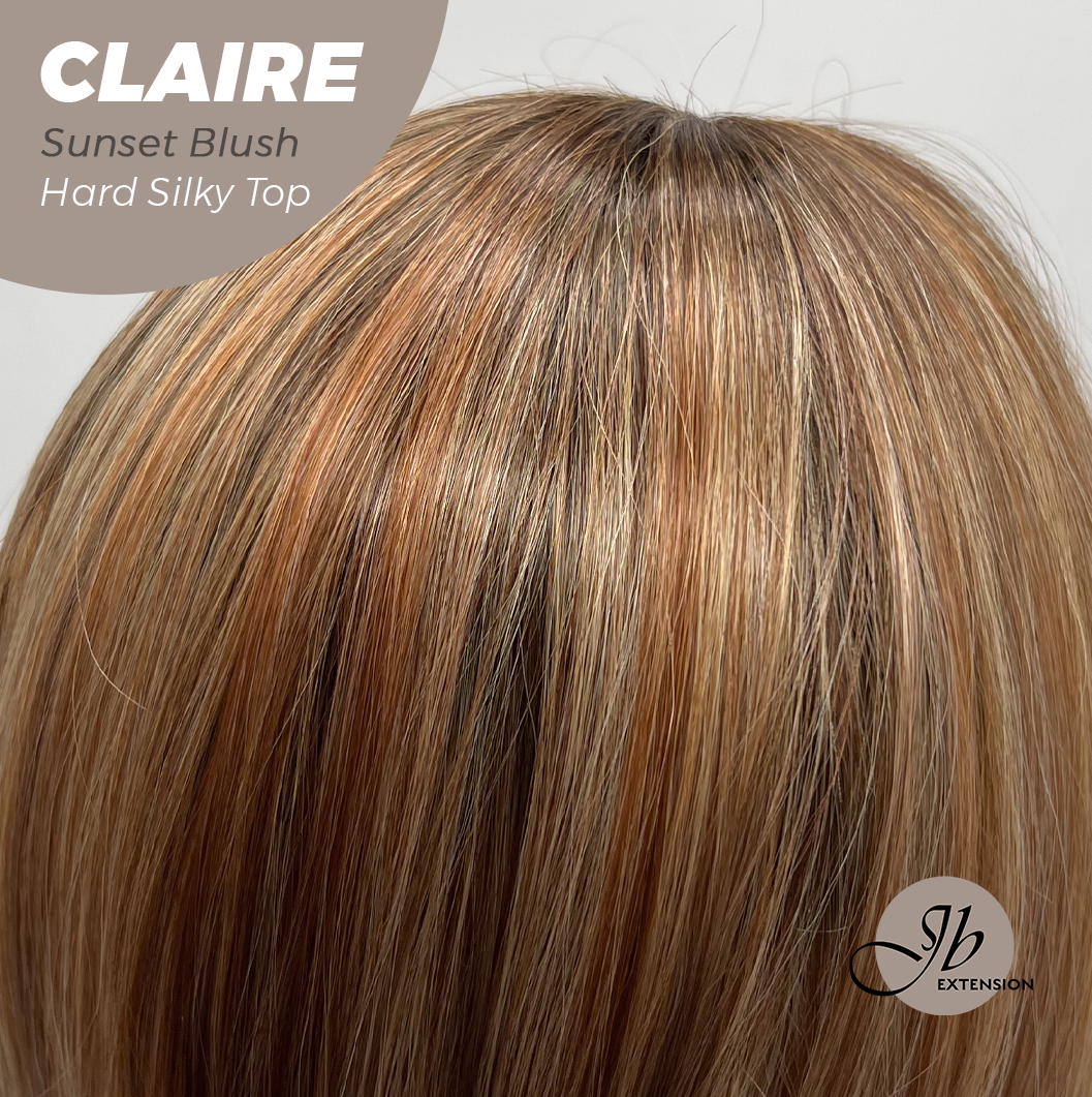 JBEXTENSION 22 Inches Scalpiana Sunset Blush 3.5X4 Hard Silky Top Natural Scalp Effect Women Wig with Bangs CLAIRE SILKY TOP - SUNSET BLUSH
