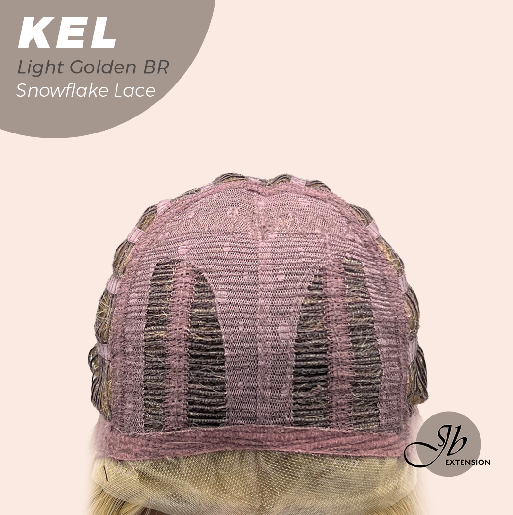 JBEXTENSION 22 Inches Light Golden Brown Pre-Cut Snowflake Lace Frontlace Glueless Wig KEL LIGHT GOLDEN BROWN【PERMATEASE】【BENDY EAR TABS】- M/L