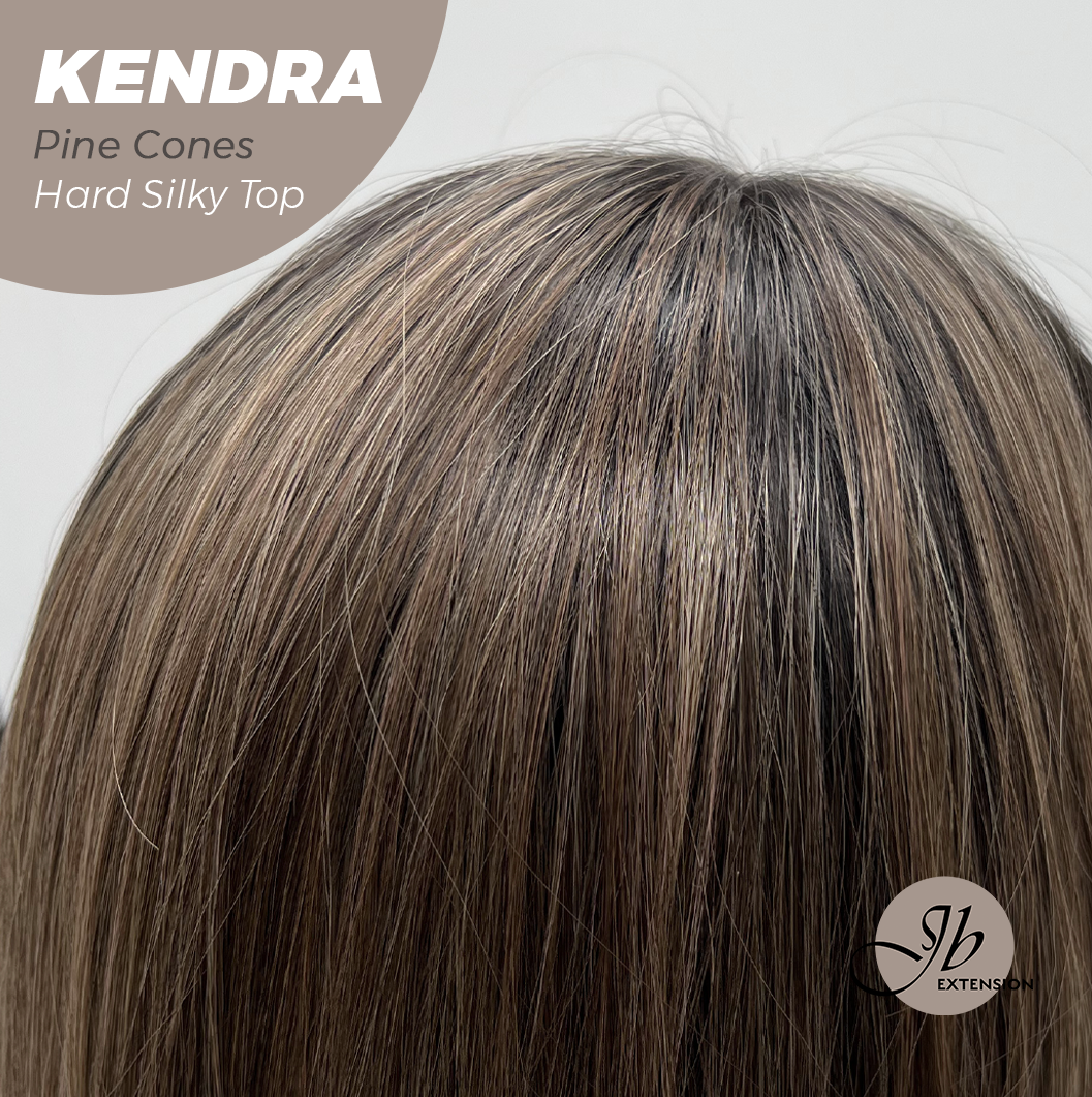 JBEXTENSION 26 Inches Scalpiana Long Curly Pine Cones 3.5X4 Hard Silky Top Natural Scalp Effect Wig with Bangs KENDRA PINE CONES