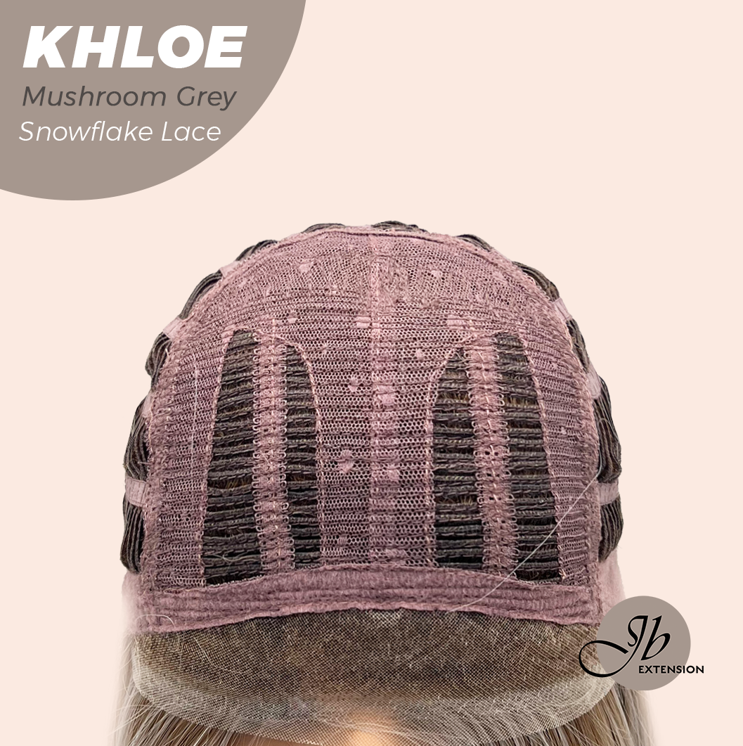 JBEXTENSION 12 Inches Bob Cut Mushroom Grey Pre-Cut Snowflake Lace Frontlace Glueless Wig KHLOE MUSHROOM GREY【PERMATEASE】【BENDY EAR TABS】- M/L