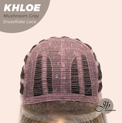 JBEXTENSION 12 Inches Bob Cut Mushroom Grey Pre-Cut Snowflake Lace Frontlace Glueless Wig KHLOE MUSHROOM GREY【PERMATEASE】【BENDY EAR TABS】- M/L