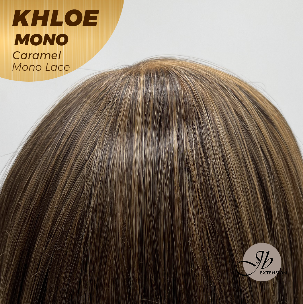 JBEXTENSION KHLOE MONO CARAMEL Monofilament Handmade Wig 6X5 Full Monofilament Hand Tied Top Wig 12 Inches Bob Cut Caramel Mono Lace Handmade Futura Fiber Wig With Anti-slip Silicone Strips Glueless Wig KHLOE MONO CARAMEL【BENDY EAR TABS】