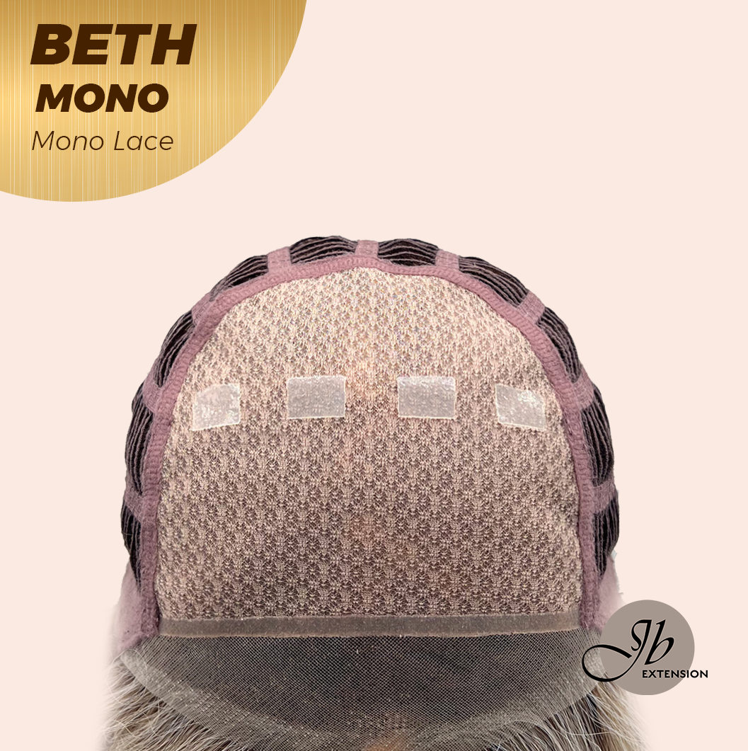 JBEXTENSION BETH MONO Monofilament Handmade Wig 6X5 Full Monofilament Hand Tied Top Wig 17 Inches Cream Grey Mono Lace Wig with Anti-slip Silicone Strips Glueless Wig BETH MONO【BENDY EAR TABS】