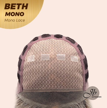 JBEXTENSION BETH MONO Monofilament Handmade Wig 6X5 Full Monofilament Hand Tied Top Wig 17 Inches Cream Grey Mono Lace Wig with Anti-slip Silicone Strips Glueless Wig BETH MONO【BENDY EAR TABS】